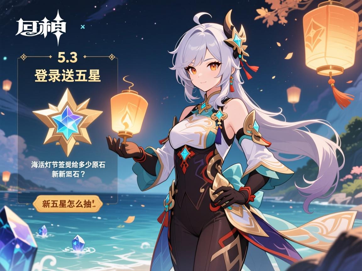 原神5.3版本登录五星,登录送五星角色吗,海灯节签到给多少原石,新五星角色怎么抽