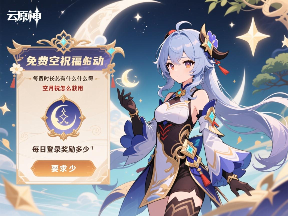 云原神活动攻略,免费时长怎么获得,空月祝福有什么用,每日登录奖励多少