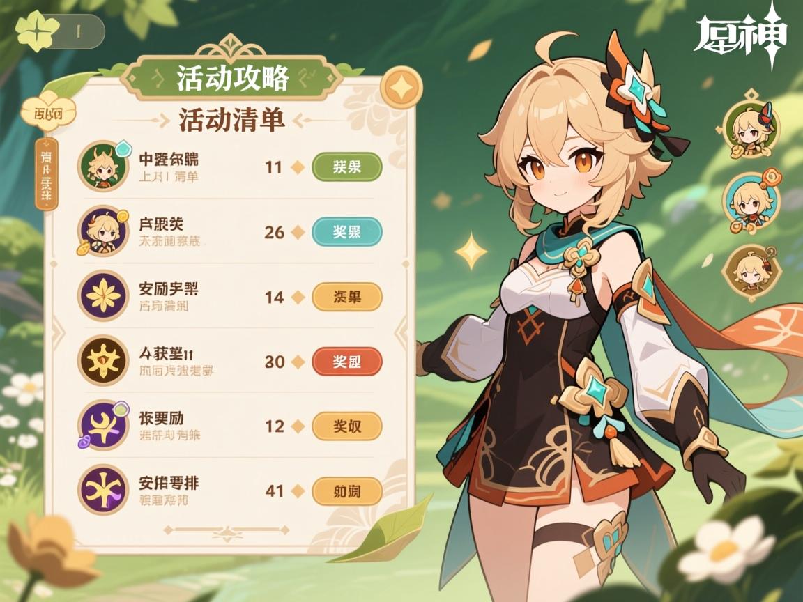 原神活动攻略活动清单,活动类型有哪些,奖励如何获取,时间怎么安排 原神活动攻略活动清单,活动类型有哪些,奖励如何获取,时间怎么安排