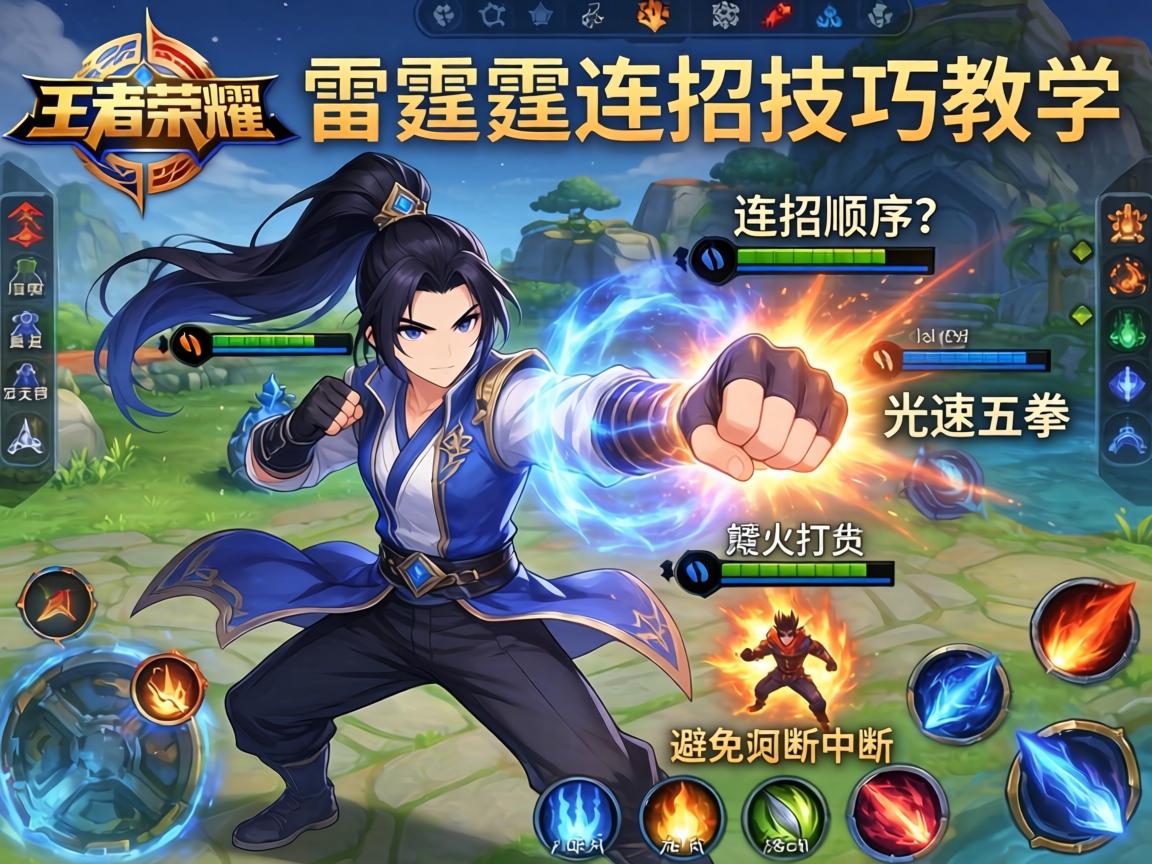 王者荣耀雷霆连招技巧教学,连招顺序是什么,怎么打出光速五拳,如何避免技能中断 王者荣耀雷霆连招技巧教学,连招顺序是什么,怎么打出光速五拳,如何避免技能中断