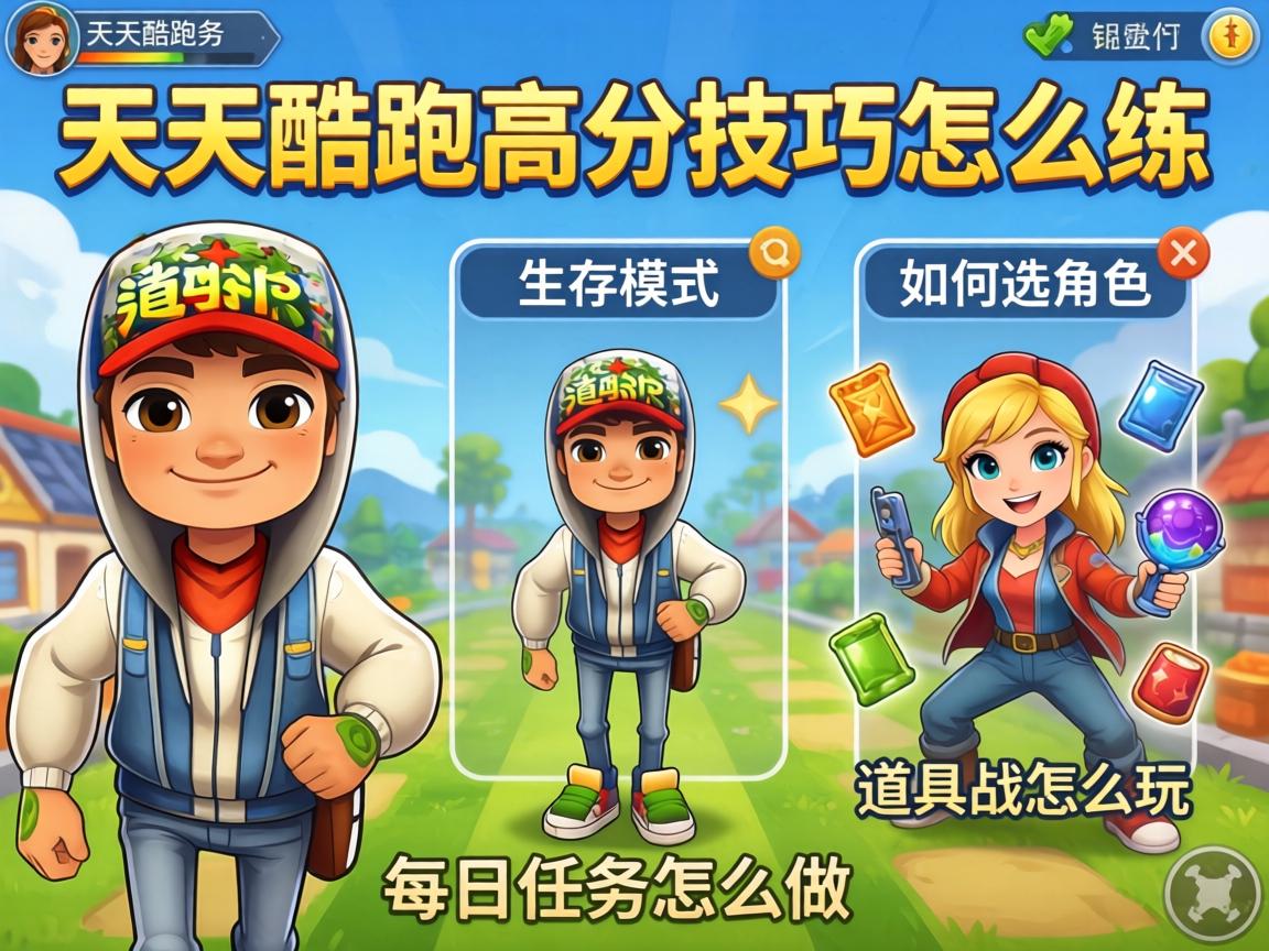 天天酷跑高分技巧怎么练,生存模式如何选角色,道具战怎么玩,每日任务怎么做 天天酷跑高分技巧怎么练,生存模式如何选角色,道具战怎么玩,每日任务怎么做
